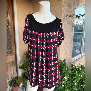Stella + Ginger Black & Red Polka Dot Blouse (XL)